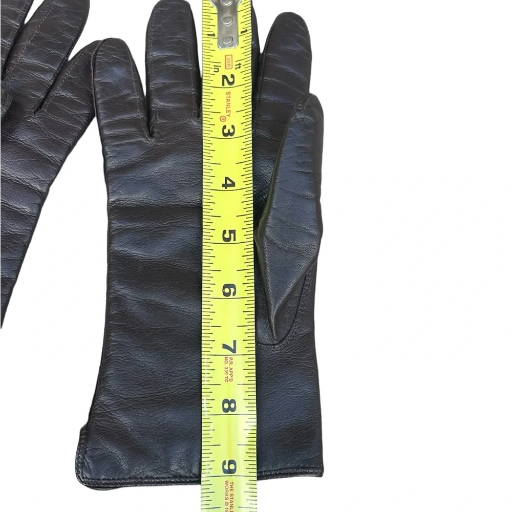 Vintage Coach Leather Gloves Brown Leather Tan Cashmere Lined EUC Size 7.5